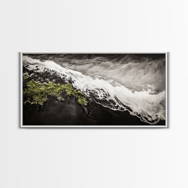 Abstract Ocean Waves, Coastal Wall Art, Modern Seascape Painting, Monochrome Beach Decor, Minimalist Black White Art, Canvas Print