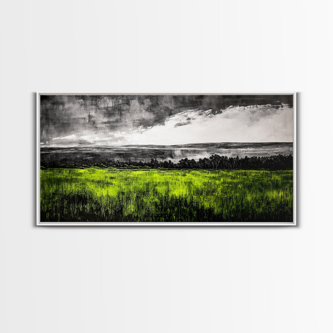 Green, Landscape, Nature, Canvas Print, Rolling Fields Wall Art, Scenic Countryside Painting, Modern Rustic Home Decor, Large Wall Art
