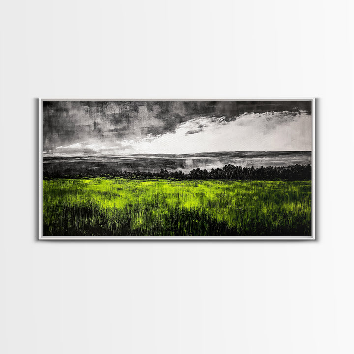 Green, Landscape, Nature, Canvas Print, Rolling Fields Wall Art, Scenic Countryside Painting, Modern Rustic Home Decor, Large Wall Art