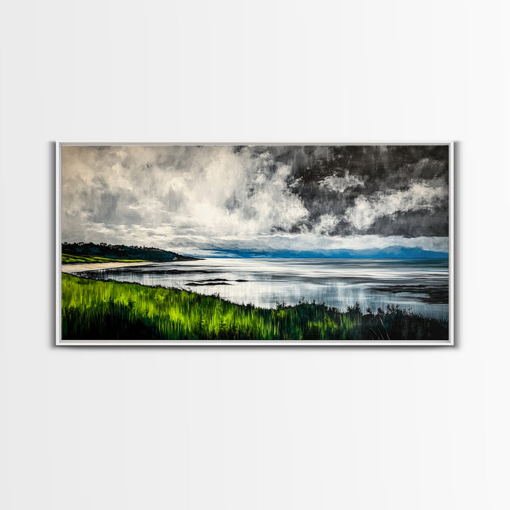 Stormy Ocean, Dramatic Sky, Coastal Print, Seascape Painting, Living Room Art, Moody Landscape, Large Framed Canvas Print, Nautical Art