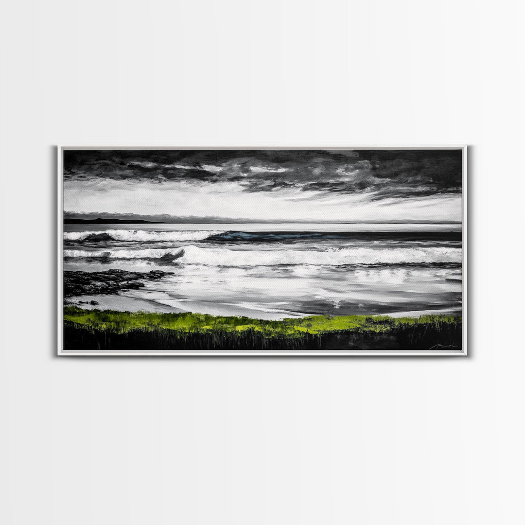 Stormy Coast, Ocean Waves, Black and White Seascape, Coastal Home Decor, Nautical Art, Living Room Wall Art, Canvas Print