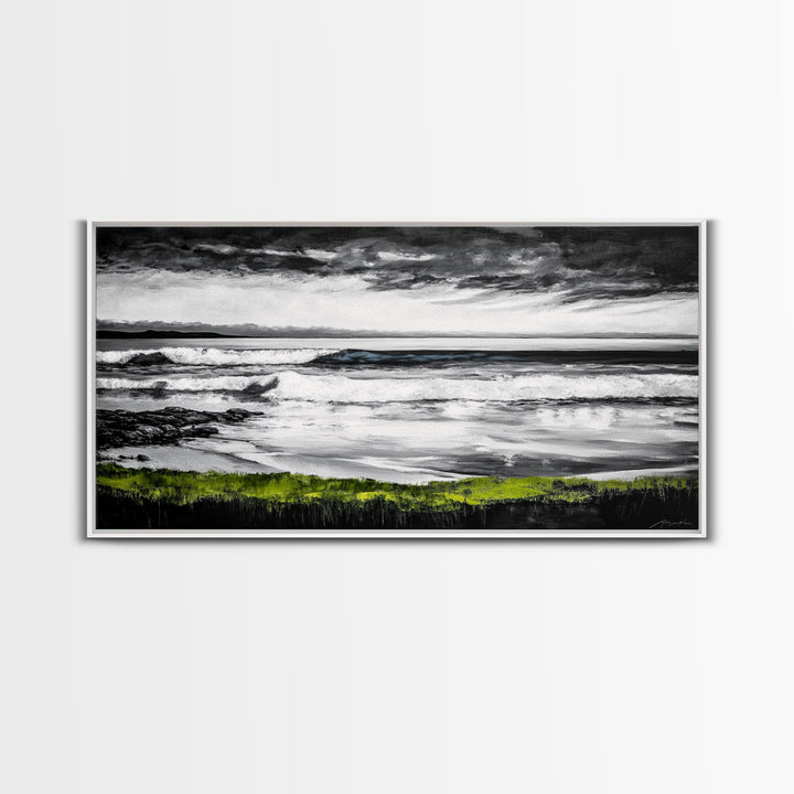 Stormy Coast, Ocean Waves, Black and White Seascape, Coastal Home Decor, Nautical Art, Living Room Wall Art, Canvas Print