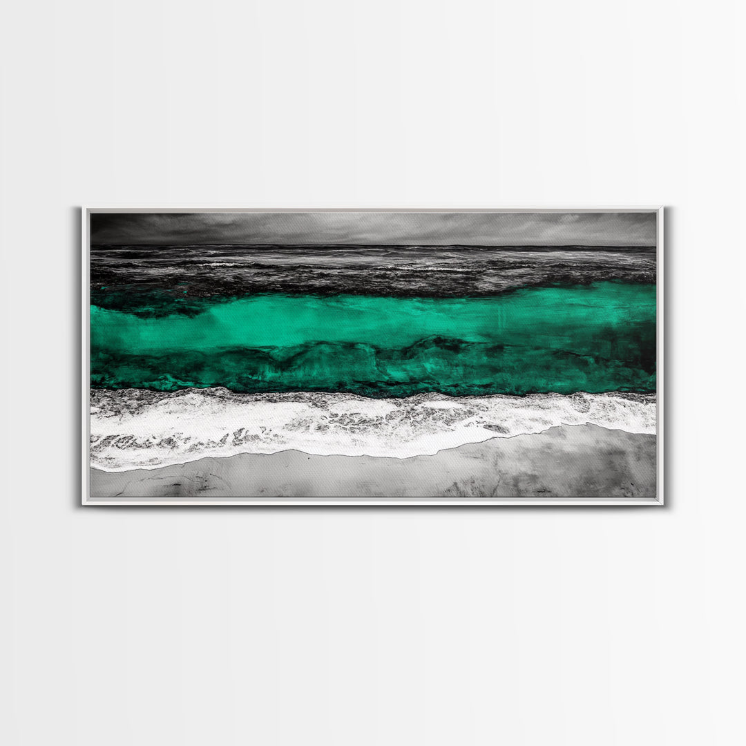 Abstract Ocean, Beach Wall Art, Coastal Decor, Seascape Painting, Modern Home Art, Nautical Decor, Framed Canvas Print, Large Wall Art