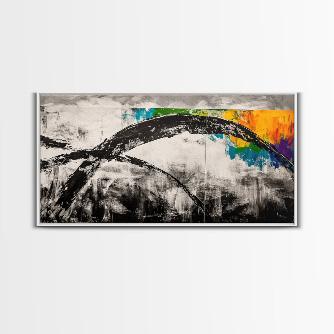 Abstract Arch, Black and White Art, Minimalist Style, Modern Abstract, Contemporary Painting, Neutral Tones, Office Wall, Canvas Print