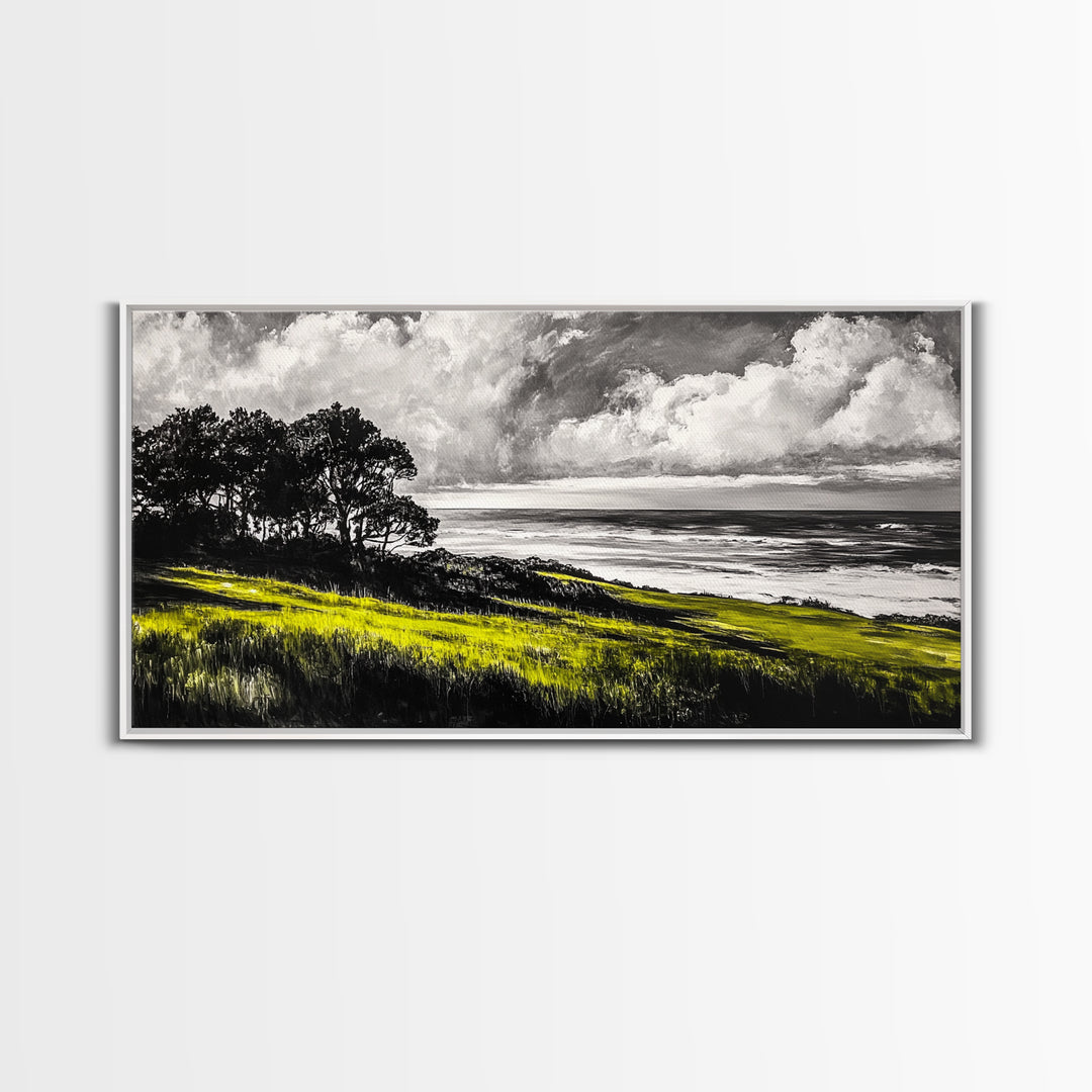 Coastal Landscape, Ocean View, Sunset Wall Art, Seaside Decor, Modern Seascape, Framed Canvas Print, Living Room Wall Art, Beach Painting