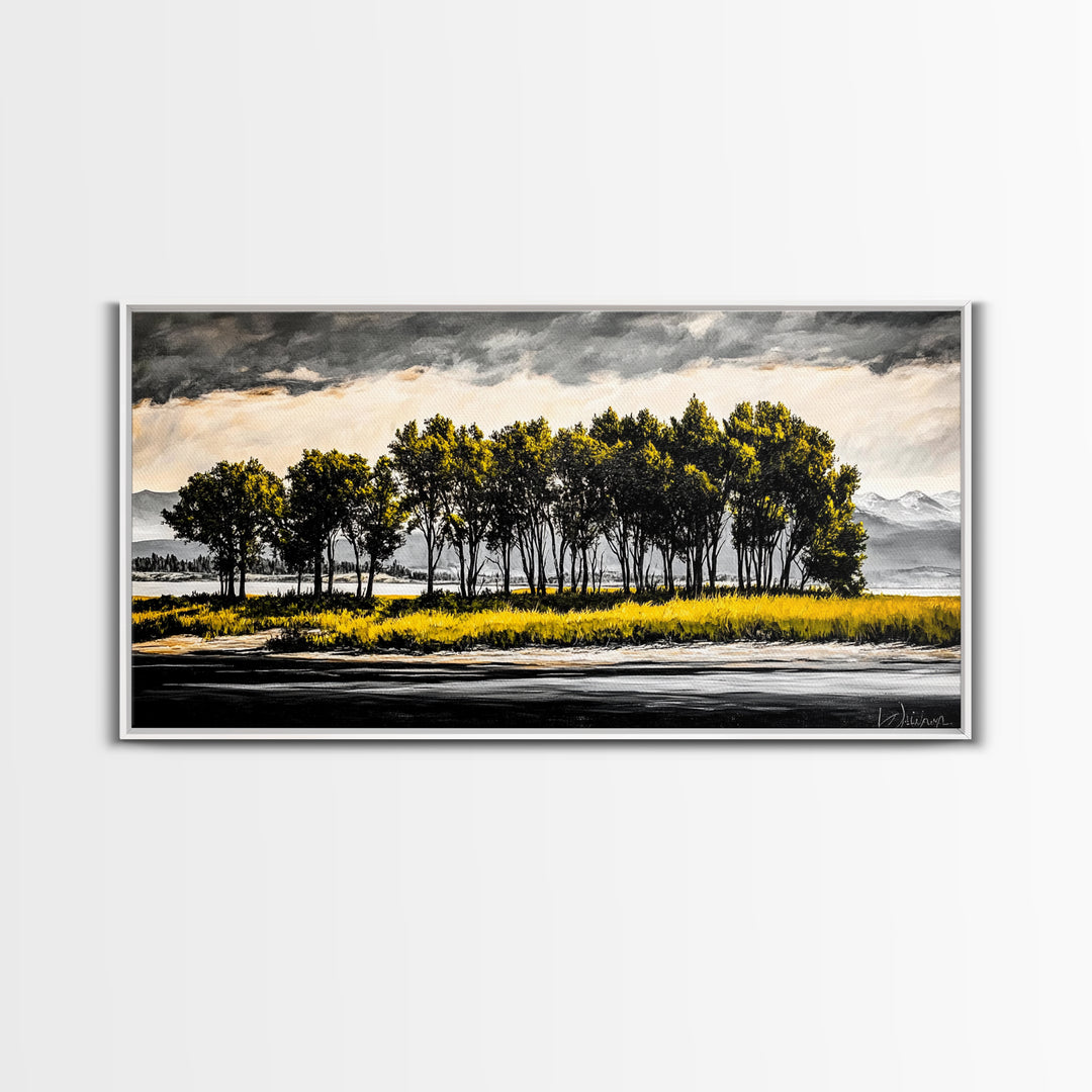 Aspen Trees, Mountain View, Nature Landscape, Rustic Home Decor, Autumn Wall Art, Framed Canvas Print, Cabin Wall Art, Modern Tree Painting