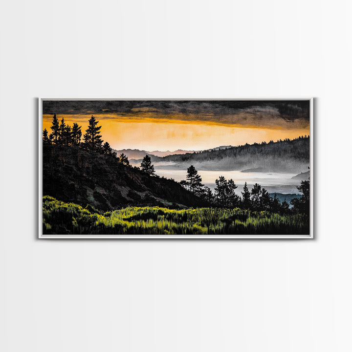 Mountain Sunset, Landscape Canvas Print, Nature Wall Art, Rustic Decor, Fall Artwork, Wilderness Painting, Living Room Wall Art