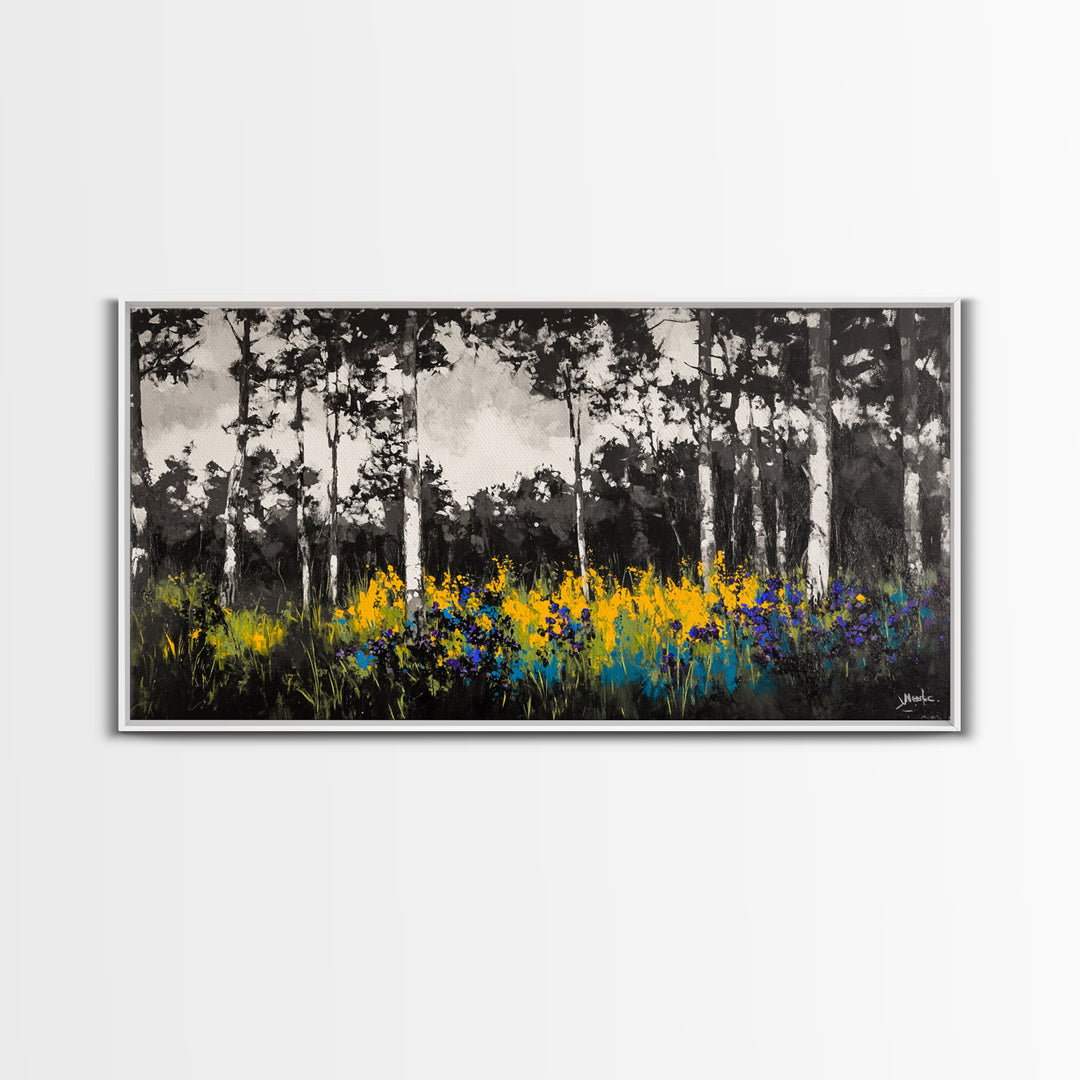 Forest Meadow, Wildflower Wall Art, Nature Canvas Print, Botanical Artwork, Rustic Home Decor, Fall Landscape, Living Room Wall Art