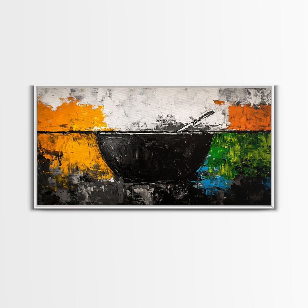 Abstract Bowl, Minimalist Kitchen Art, Modern Wall Decor, Framed Canvas Print, Contemporary Abstract Art, Dining Room Wall Art