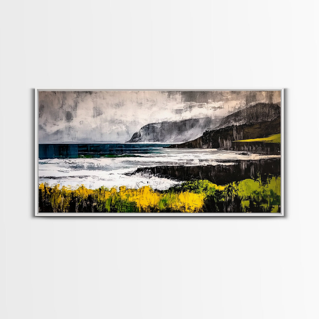 Coastal Landscape, Ocean View, Framed Canvas Print, Beach House Wall Art, Nautical Art, Minimalist Decor, Contemporary Home Art