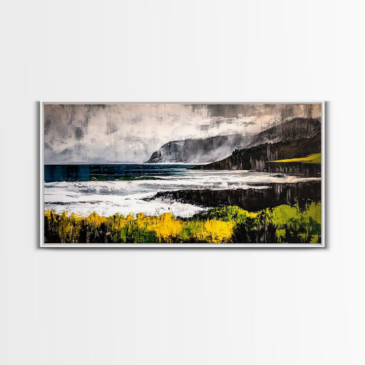 Coastal Landscape, Ocean View, Framed Canvas Print, Beach House Wall Art, Nautical Art, Minimalist Decor, Contemporary Home Art