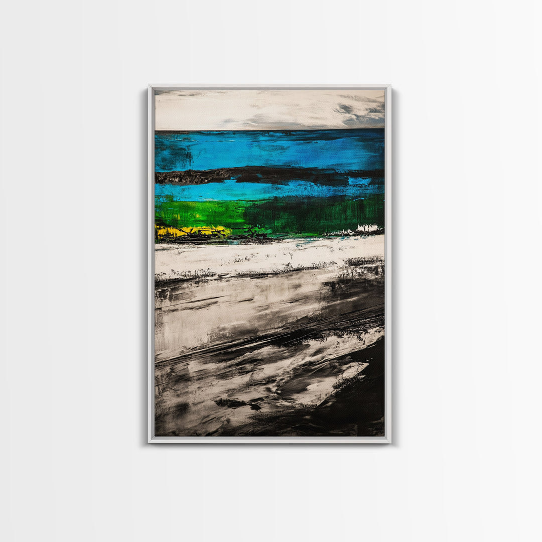 Blue Horizon, Abstract Seascape, Coastal Vibes, Nautical Decor, Framed Canvas Print, Living Room Art, Ocean Lovers Gift, Modern Wall Art