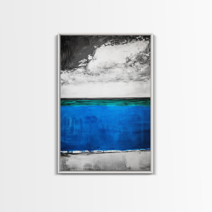 Blue Ocean, Minimalist Seascape, Canvas Print, Beach House Decor, Coastal Wall Art, Modern Abstract, Living Room Art, Nautical Decor
