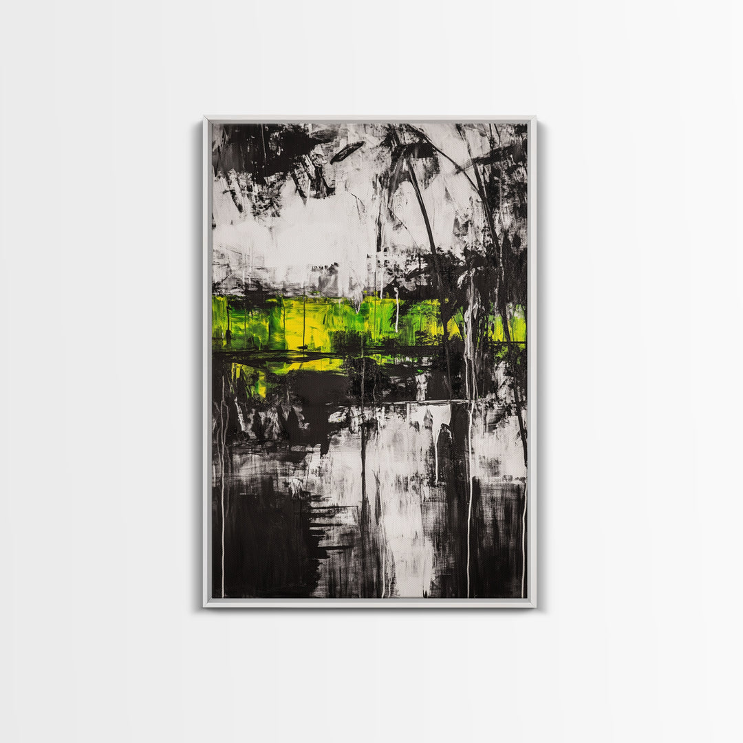 Abstract Forest, Black and White Art, Moody Nature Painting, Contemporary Wall Decor, Modern Office Art, Canvas Print