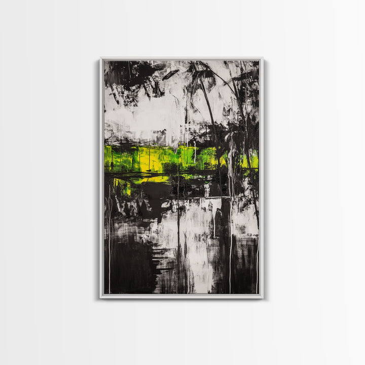 Abstract Forest, Black and White Art, Moody Nature Painting, Contemporary Wall Decor, Modern Office Art, Canvas Print