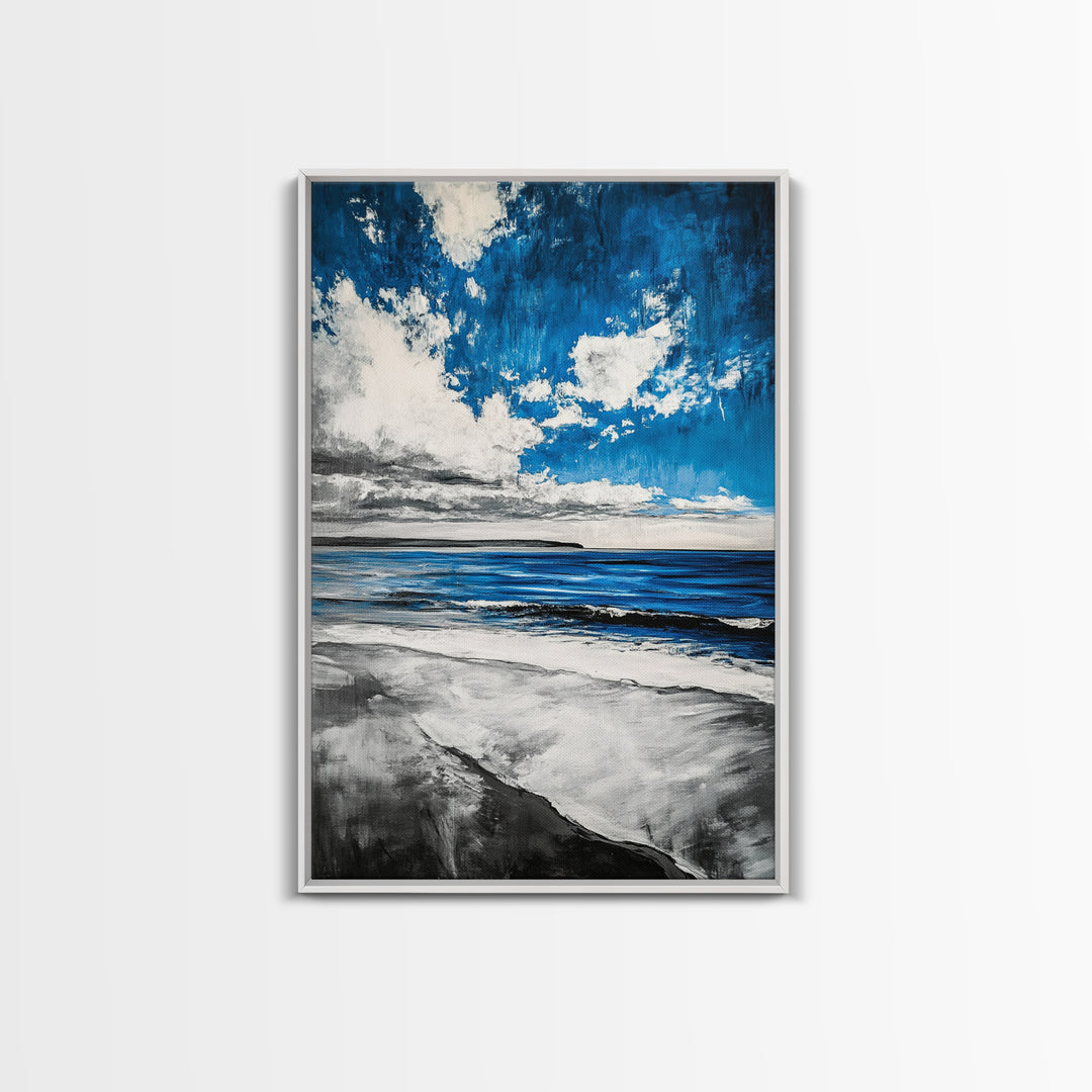 Blue Ocean, Tranquil Beach Scene, Coastal Home Decor, Seascape Wall Art, Nature Inspired, Modern Minimalist, Canvas Print