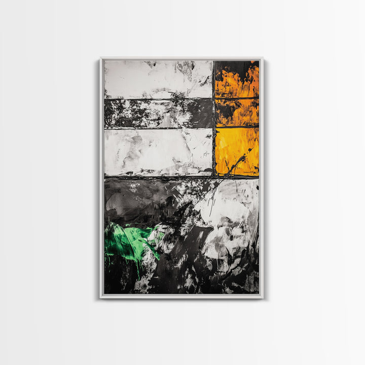 Vibrant Abstract Landscape, Blue Green Art, Framed Canvas Print, Modern Wall Decor, Nature Inspired Painting, Living Room Artwork