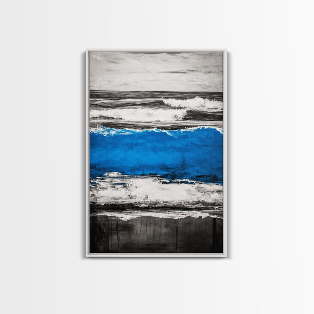 Rolling Waves, Beach Sunset, Blue Ocean, Canvas Print, Coastal Wall Art, Living Room Decor, Nautical Painting, Modern Seascape