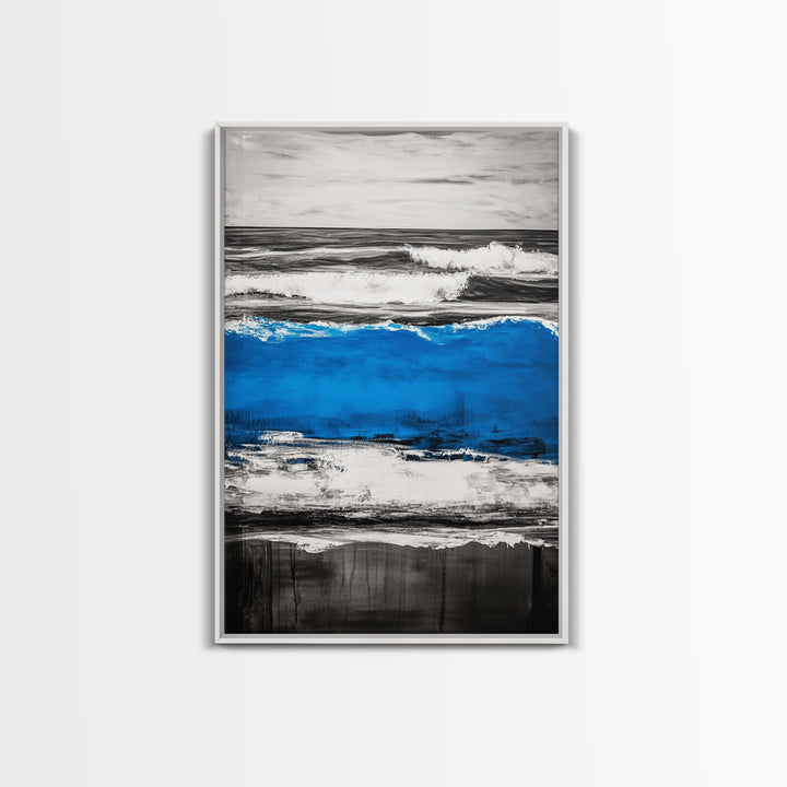 Rolling Waves, Beach Sunset, Blue Ocean, Canvas Print, Coastal Wall Art, Living Room Decor, Nautical Painting, Modern Seascape