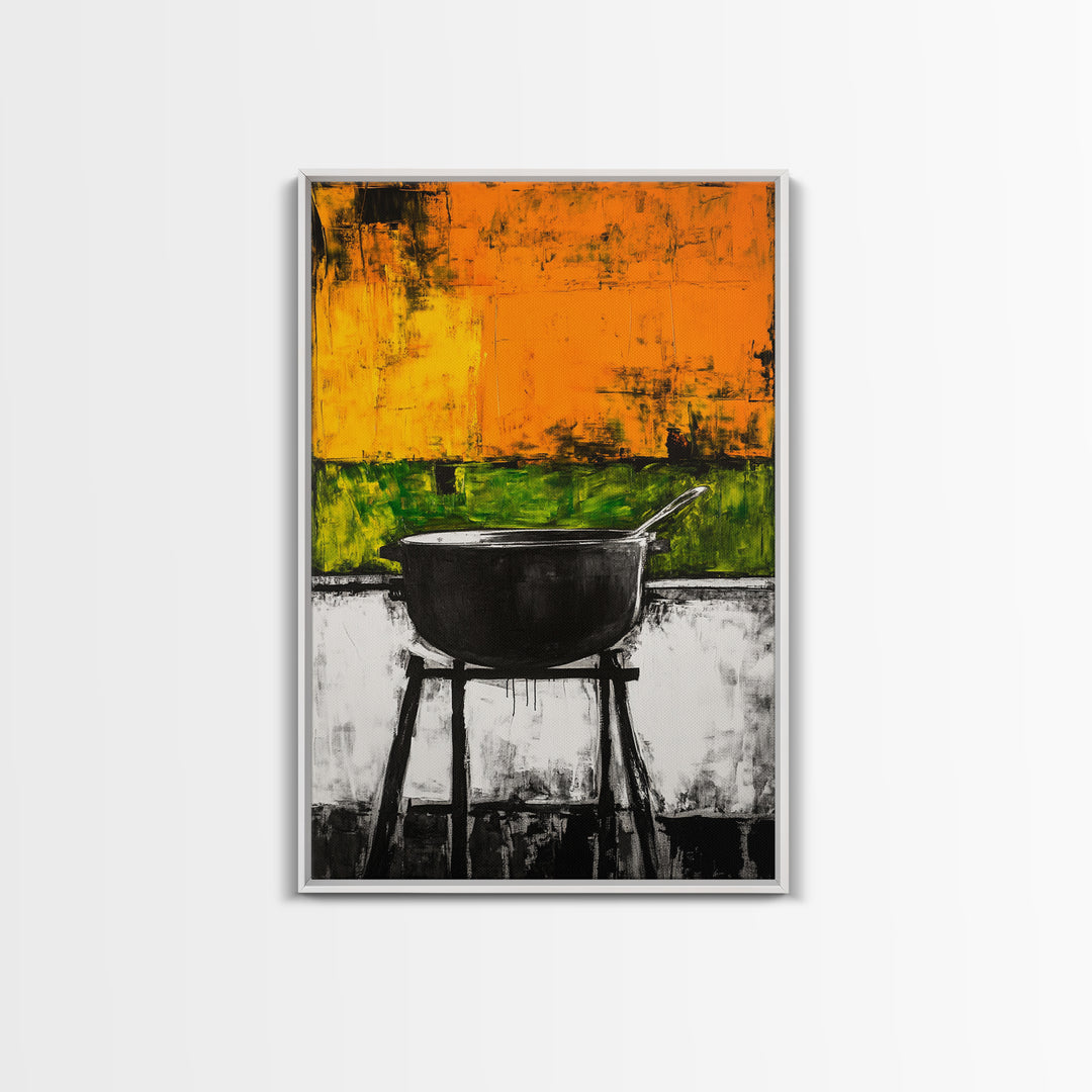Abstract Kitchen Art, Modern Wall Decor, Rustic Cooking Print, Vibrant Boho Art, Large Wall Print, Dining Room Art, Framed Canvas Print