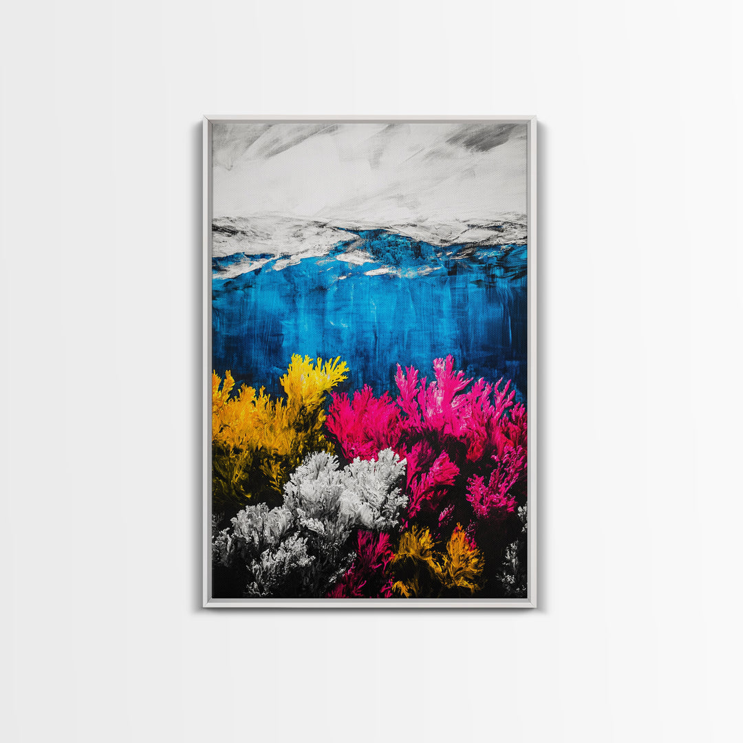 Coral Reef Print, Underwater Ocean Art, Coastal Wall Decor, Vibrant Marine Art, Nautical Wall Art, Beach House Decor, Framed Canvas Print