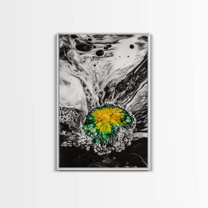 Abstract Fluid Art, Black and White Print, Modern Home Decor, Unique Swirl Art, Office Wall Art, Monochrome Aesthetic, Framed Canvas Print