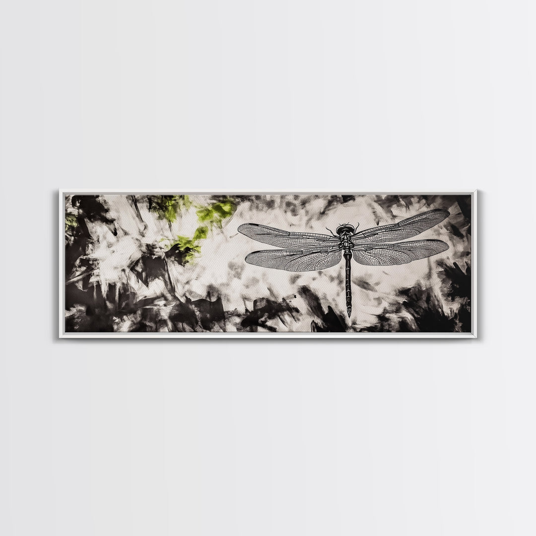 Dragonfly Sketch, Monochrome Nature, Canvas Print, Modern Wall Art, Minimalist Decor, Botanical Illustration, Bedroom Artwork