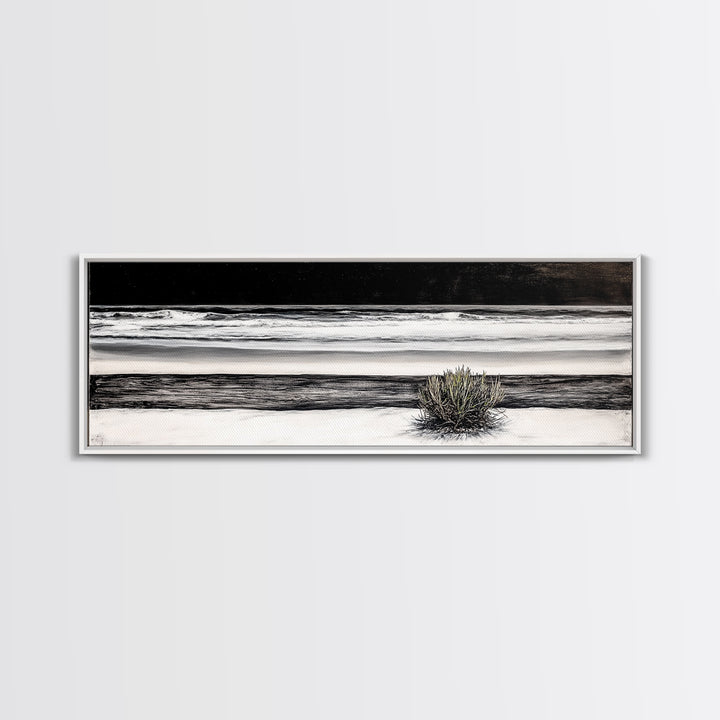 Black and White Seascape, Coastal Wall Art, Minimalist Ocean Art, Modern Beach Decor, Framed Canvas Print, Bedroom Art, Monochrome Landscape