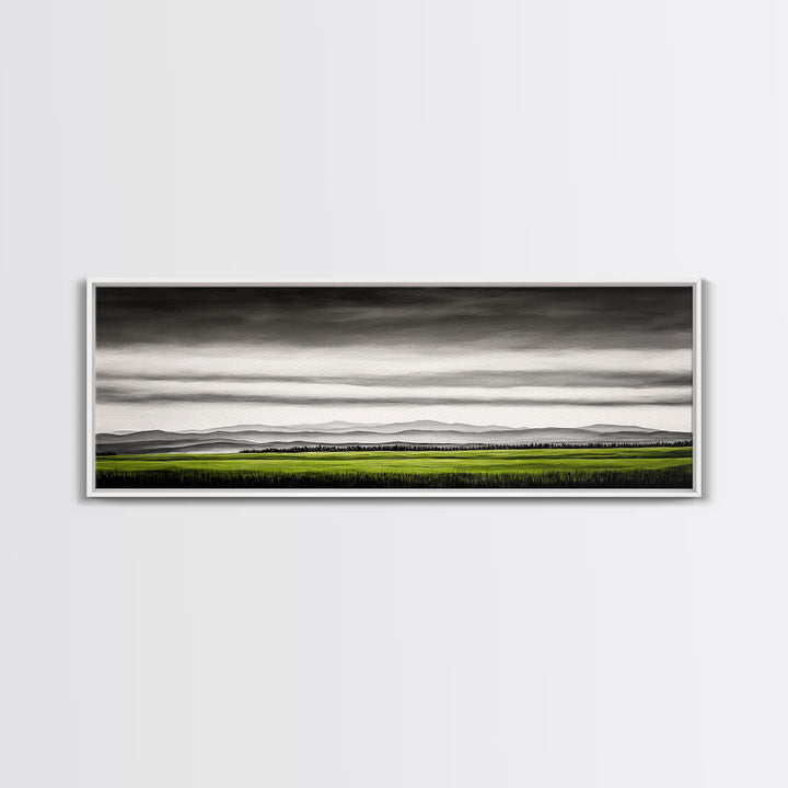 Rolling Hills, Green Fields, Minimalist Landscape, Canvas Print, Nature Wall Art, Modern Farmhouse, Rustic Decor, Office Aesthetic
