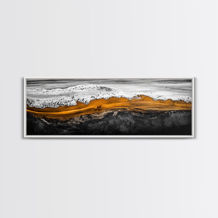 Ocean Wave, Coastal Abstract, Black and Gold Art, Framed Canvas Print, Beach House Decor, Modern Wall Art, Surf Art, Nautical Decor