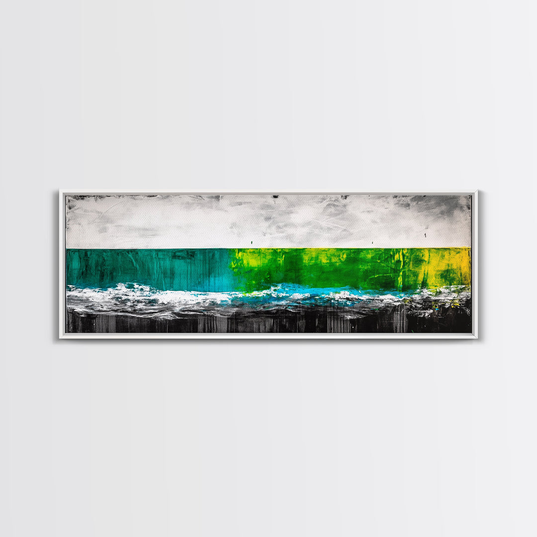 Abstract Water, Minimalist Ocean Art, Contemporary Coastal Decor, Serene Blue Green Painting, Canvas Print, Office Wall Art