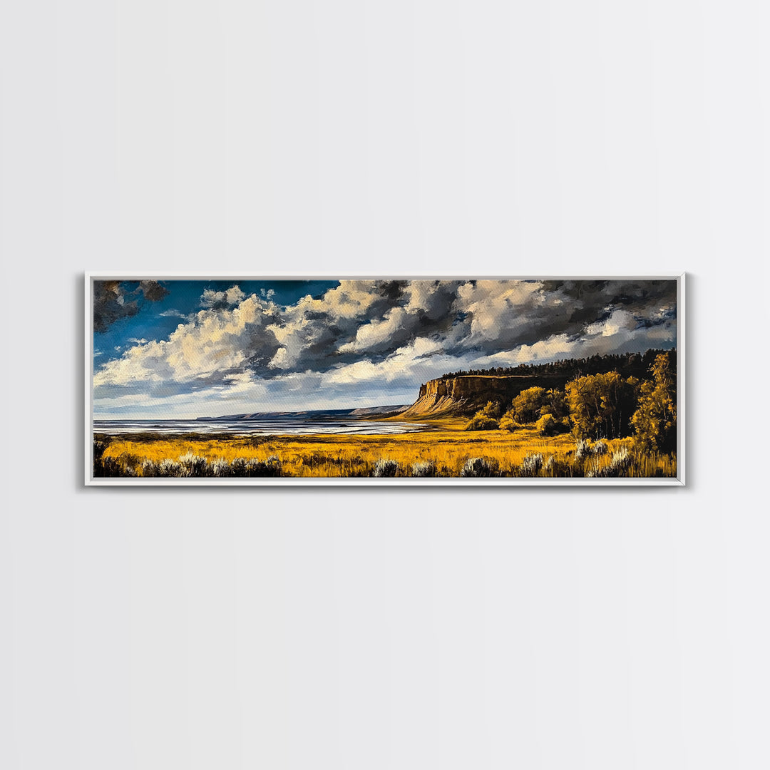 Dramatic Cliffs, Western Landscape, Bold Sky Art, Rustic Decor, Large Landscape Print, Wilderness Wall Art, Framed Canvas Print, Office Art