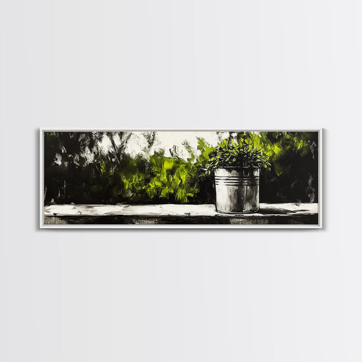 Potted Plant, Botanical Wall Art, Greenery Decor, Modern Minimalist Painting, Nature Inspired Home, Kitchen Wall Print, Canvas Print