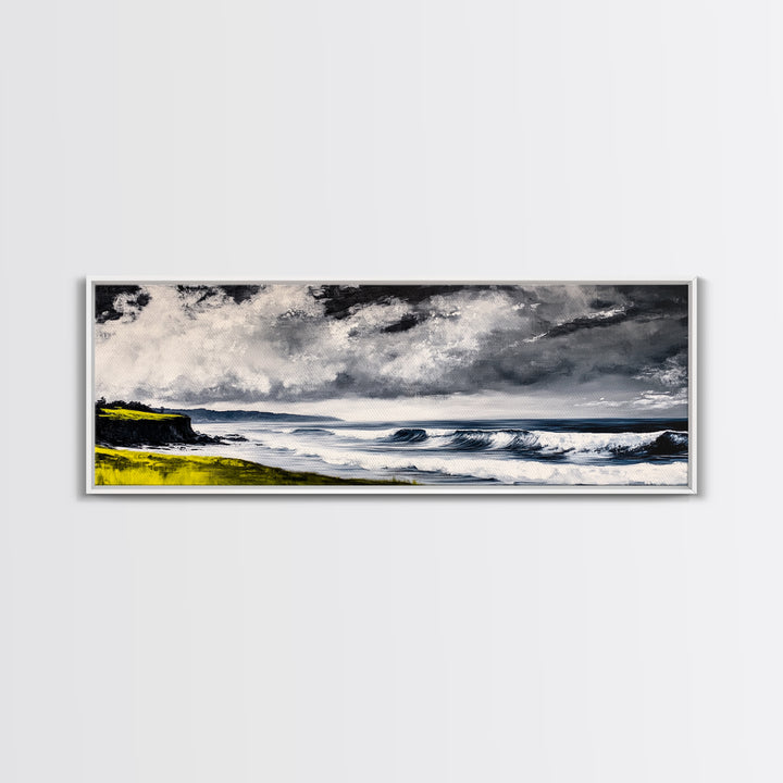 Stormy Waves, Coastal Landscape, Dramatic Ocean, Canvas Print, Nautical Wall Art, Beach House Decor, Seascape Painting, Living Room Art