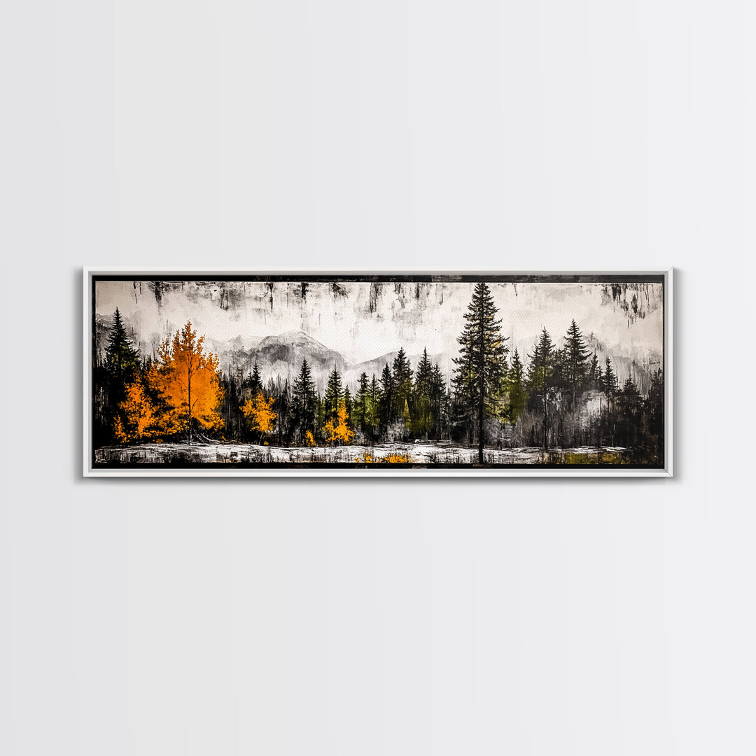 Autumn Forest, Mountain Landscape, Framed Canvas Print, Fall Wall Art, Nature Decor, Rustic Home Art, Modern Cabin Print, Office Art