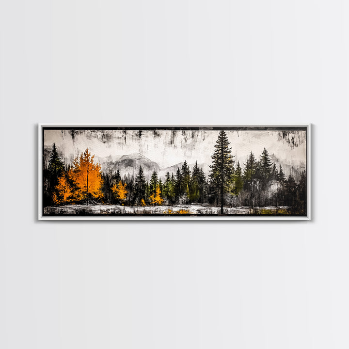 Autumn Forest, Mountain Landscape, Framed Canvas Print, Fall Wall Art, Nature Decor, Rustic Home Art, Modern Cabin Print, Office Art