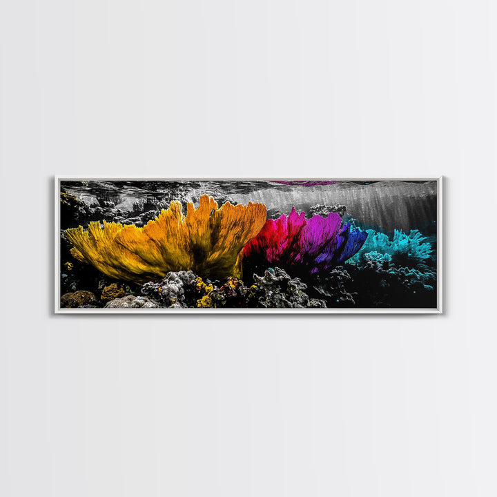 Abstract Reef, Vibrant Ocean, Canvas Print, Underwater Fantasy, Coastal Home Art, Marine Life Artwork, Modern Ocean Wall Decor