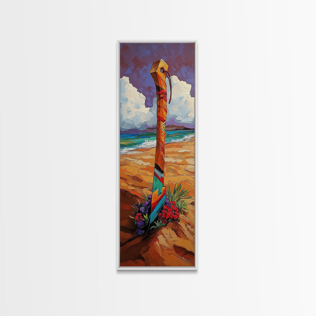 Beach Sword, Coastal Flowers, Tropical Beach Art, Vibrant Ocean Decor, Nautical Boho Style, Entryway Accent, Canvas Print