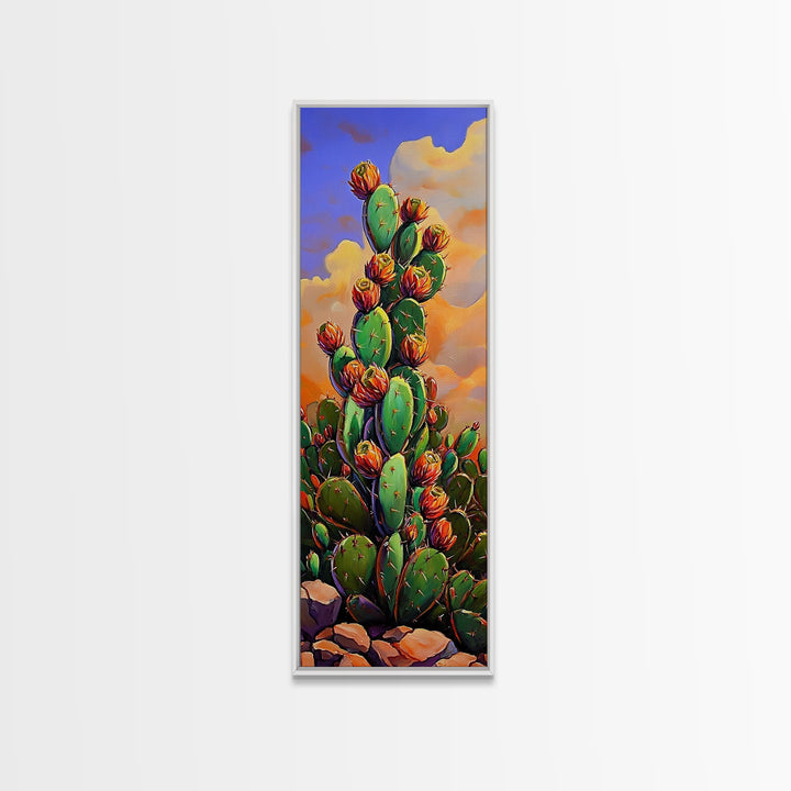 Cactus Bloom, Desert Art, Vibrant Southwestern Nature Decor, Boho Plant Lover Gift, Rustic Living Room Style, Canvas Print