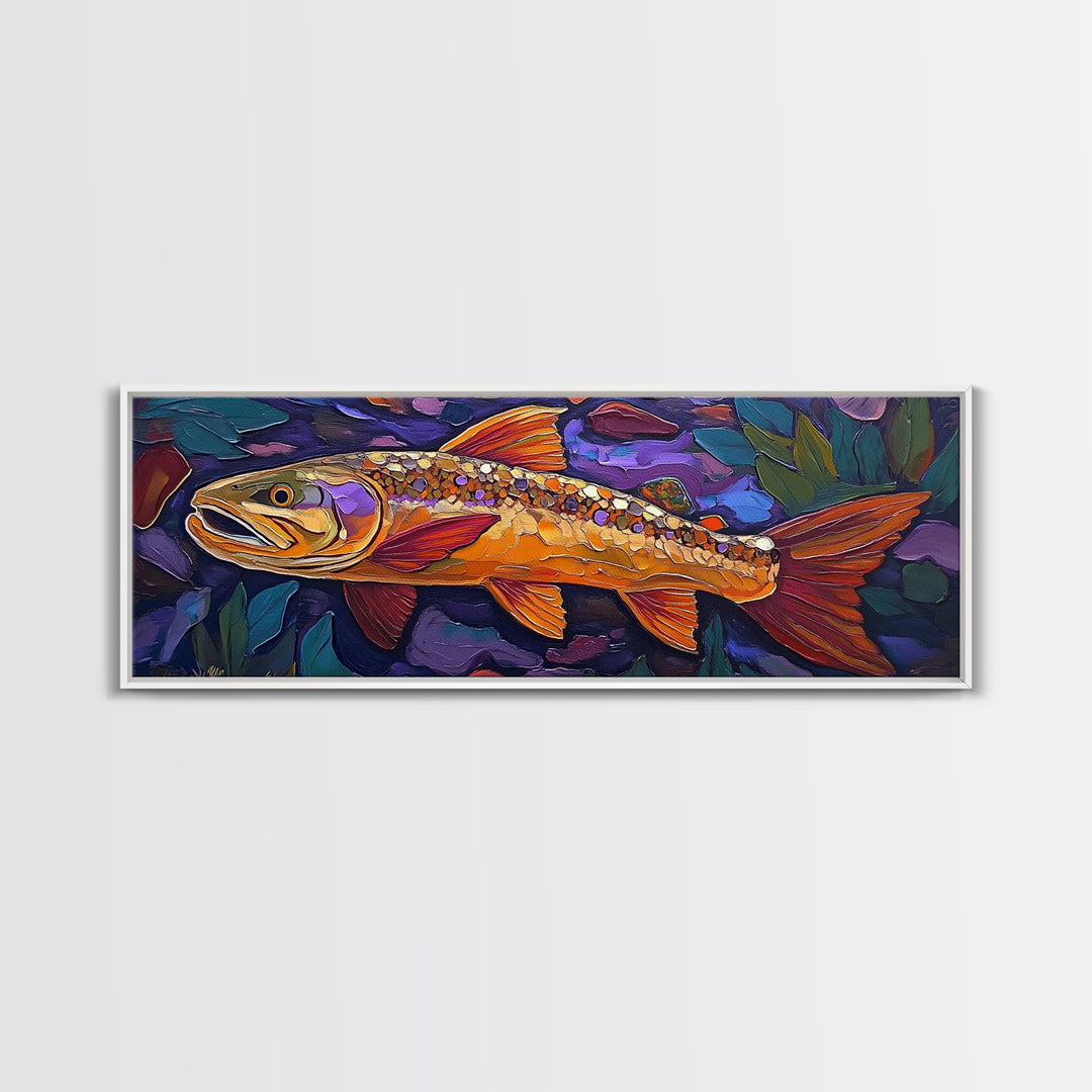 Golden Trout, Colorful Fish, Underwater Scene, Cabin Accent, Canvas Print, Fishing Lodge Decor, Rustic Nature Wall Art