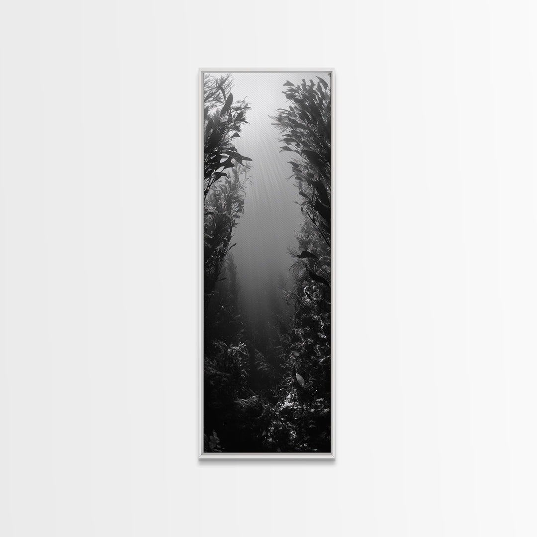 Kelp Forest, Underwater Light, Ocean Depths, Canvas Print, Bathroom Wall Art, Marine Inspired Decor, Nature Photography, Minimalist Style