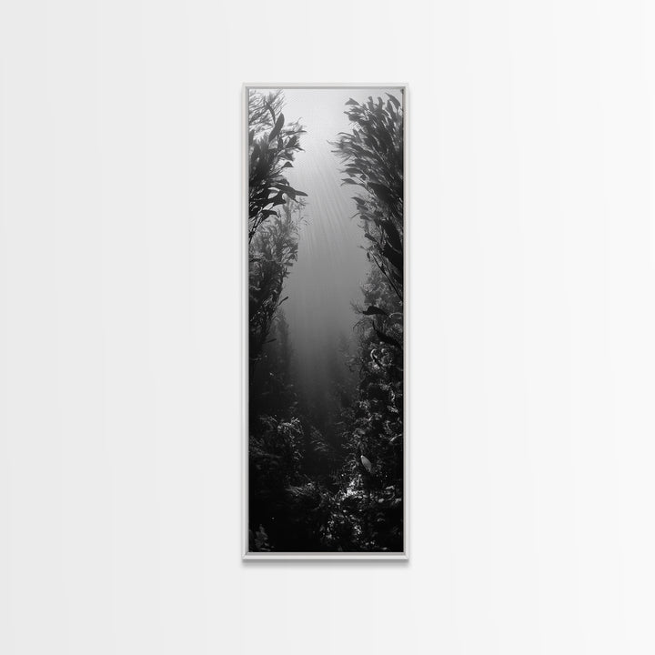 Kelp Forest, Underwater Light, Ocean Depths, Canvas Print, Bathroom Wall Art, Marine Inspired Decor, Nature Photography, Minimalist Style