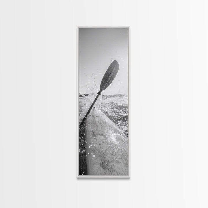 Kayak Adventure, Water Splash, Paddle Motion, Framed Canvas Print, Outdoor Man Cave Art, Action Wall Decor, Nautical Photography, Man Cave