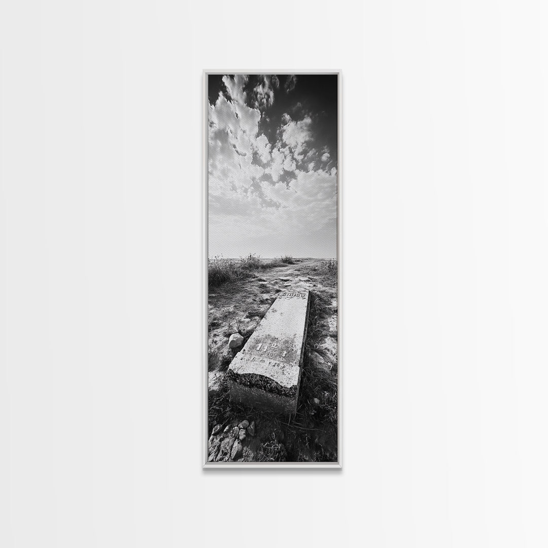 Abandoned Gravestone, Historic Cemetery, Gothic Vibes, Moody Decor, Framed Canvas Print, Halloween Art, Fall Living Room Art, Living Room Art