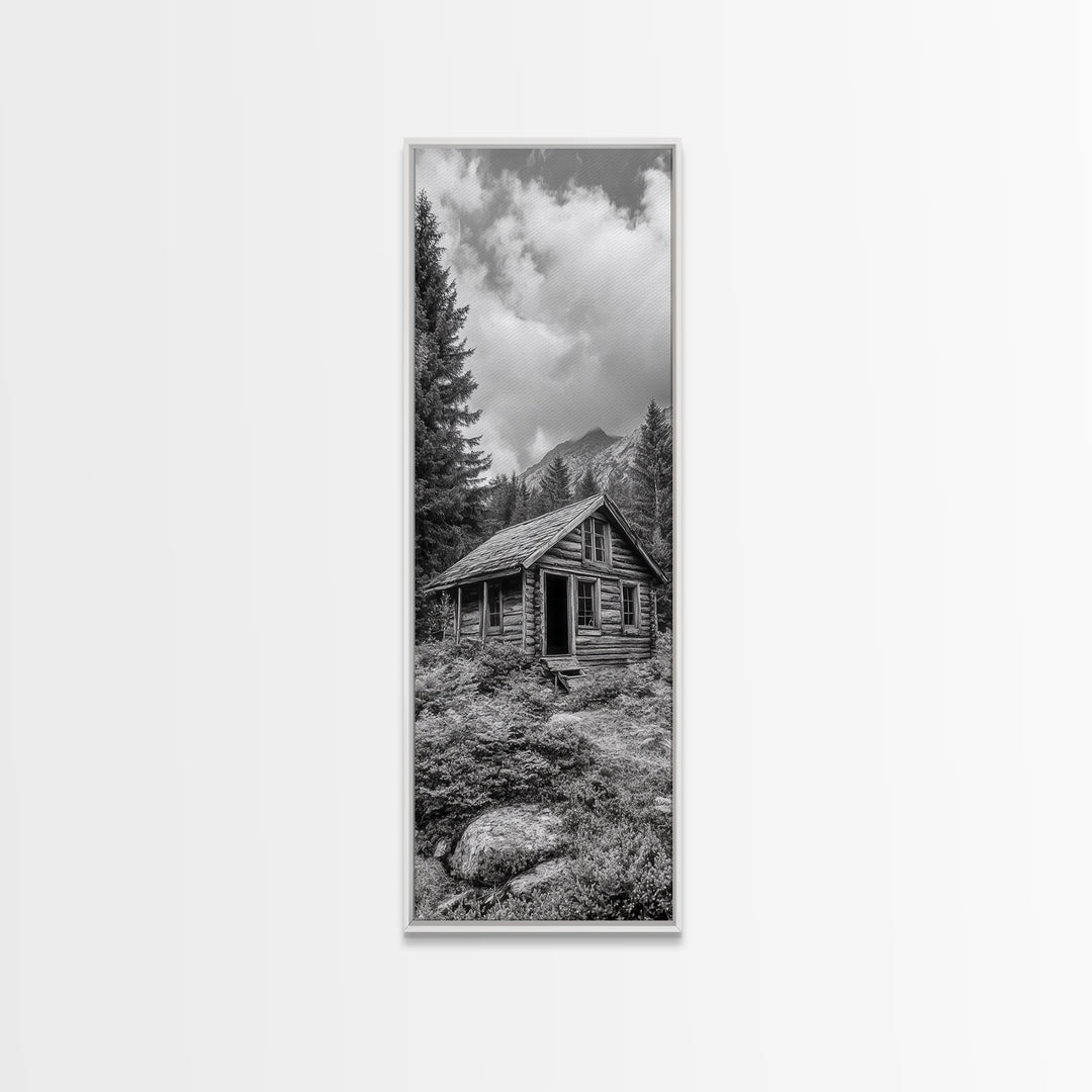 Rustic Cabin, Mountain Retreat, Forest Escape, Framed Canvas Print, Fall Nature Art, Cozy Lodge Decor, Bedroom or Den Wall Piece