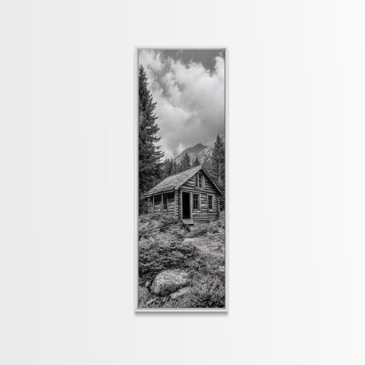 Rustic Cabin, Mountain Retreat, Forest Escape, Framed Canvas Print, Fall Nature Art, Cozy Lodge Decor, Bedroom or Den Wall Piece