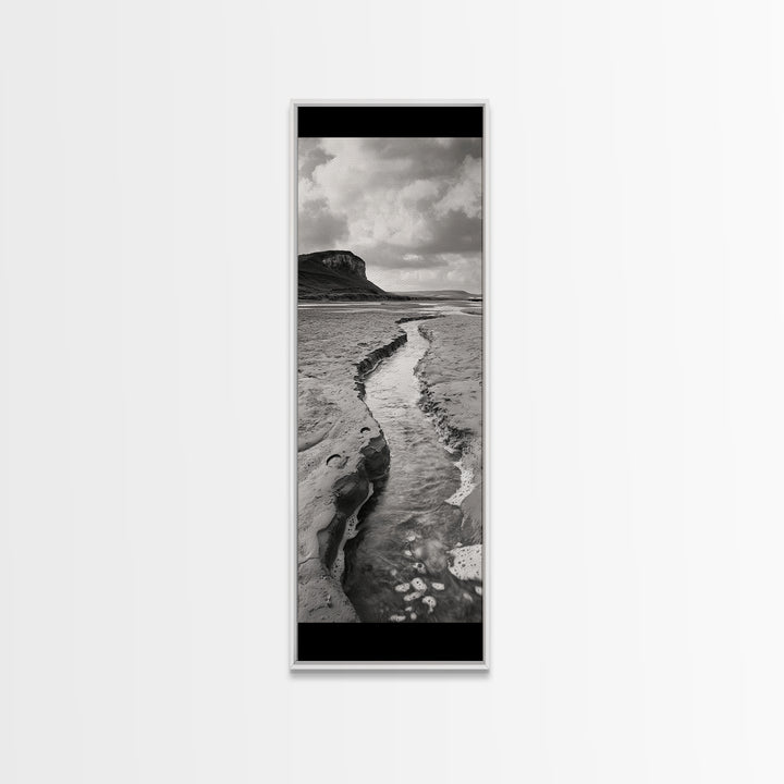 River Path Art, Coastal Landscape Decor, Nature Scene Wall Art, Minimalist Earth Tones, Framed Canvas Print, Beach House Vibe