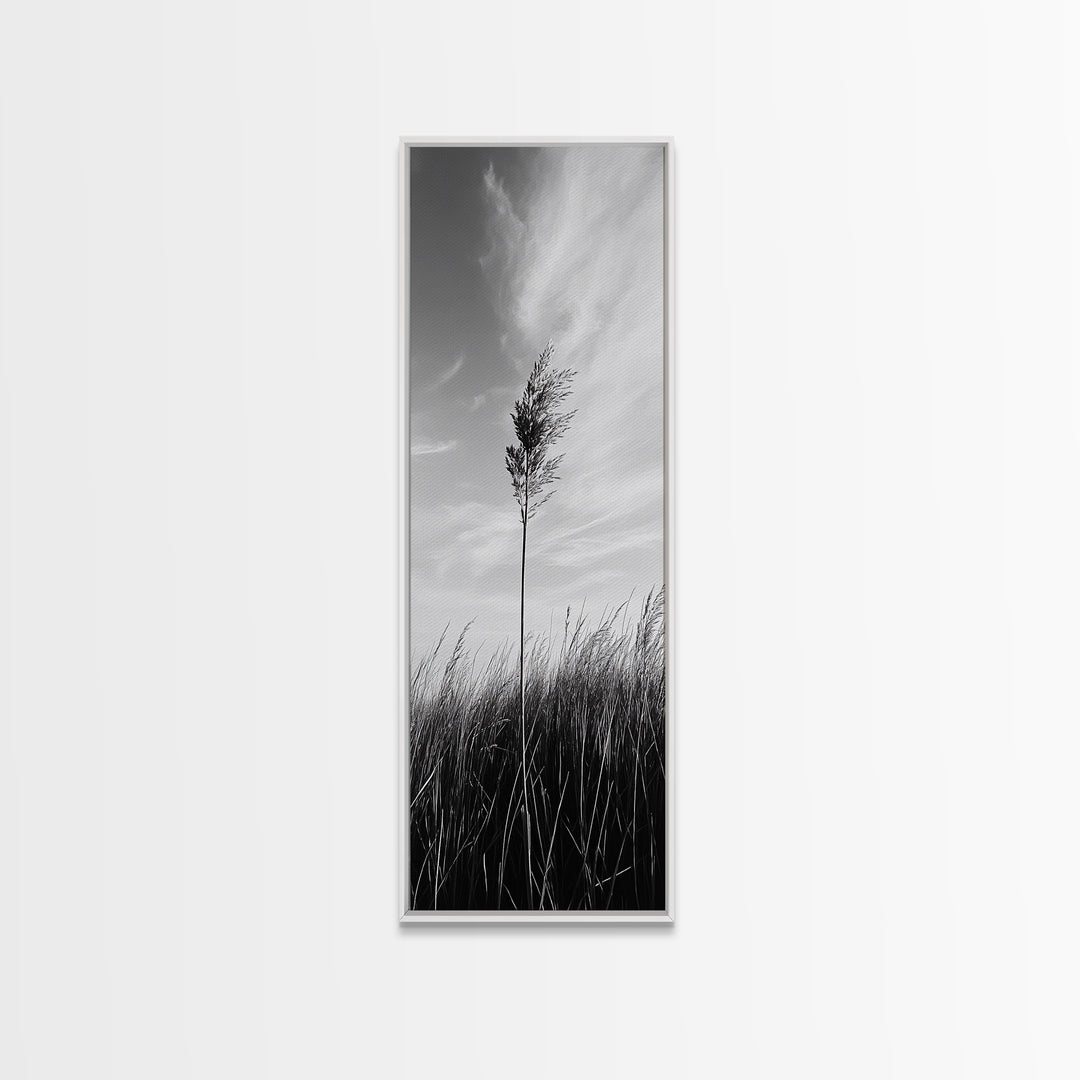 Solitary Grass Print, Minimalist Field Art, Tall Grass Photography, Rustic Bedroom Wall Decor, Framed Canvas Print, Fall Nature Vibe