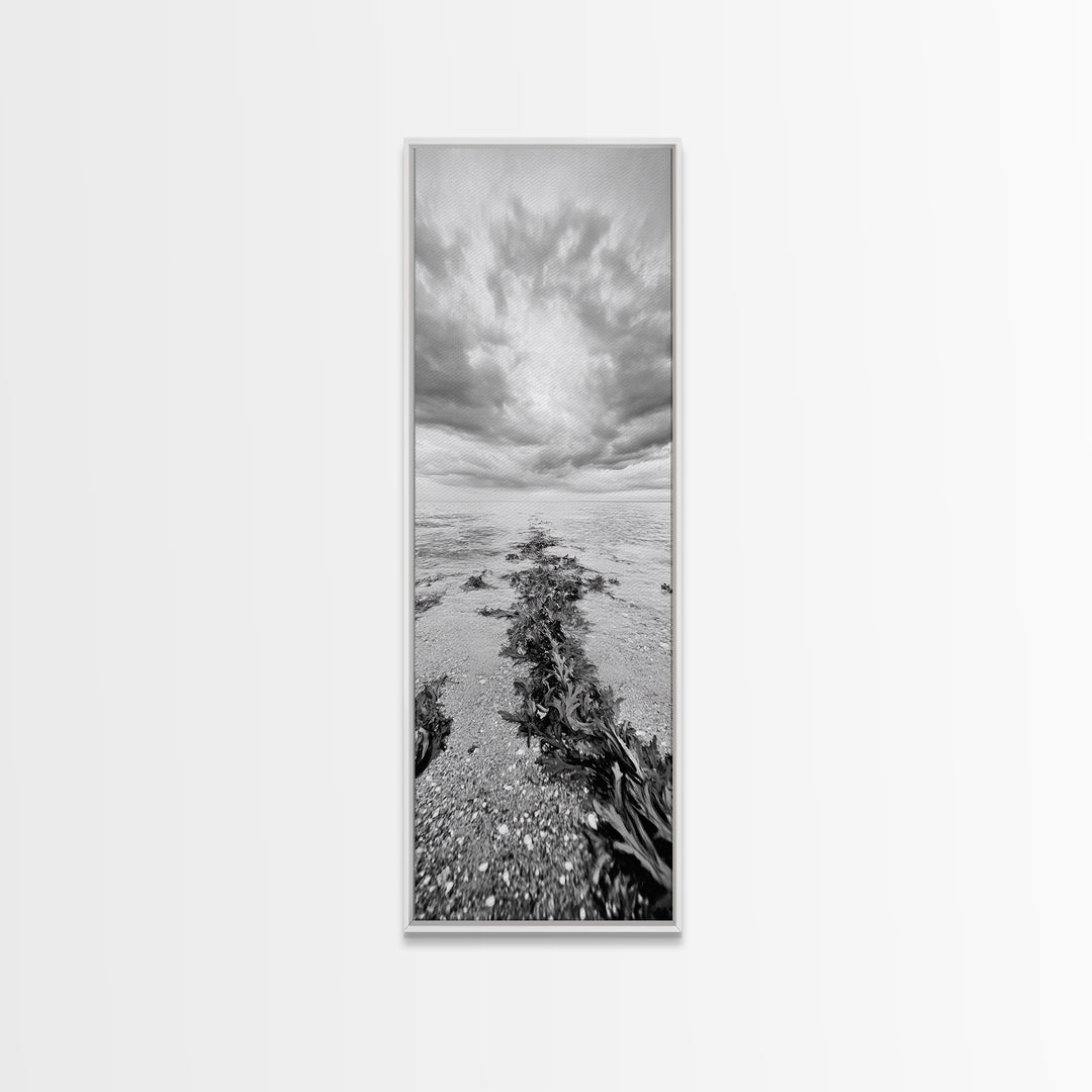 Seaweed Trail, Ocean Depth, Coastal Texture, Shoreline Calm, Marine Inspired Canvas Print, Minimalist Bathroom Wall Art, Ocean Decor