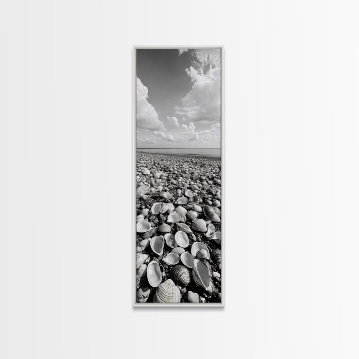 Shell Beach, Coastal Texture, Seashell Ground, Nature’s Bounty, Rustic Ocean Canvas Print, Neutral Kitchen Wall Art, Boho Coastal Style